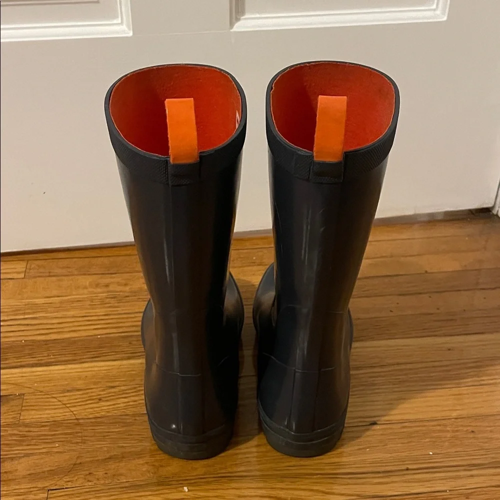 Helly Hansen Black Rain Boots with Orange Lining